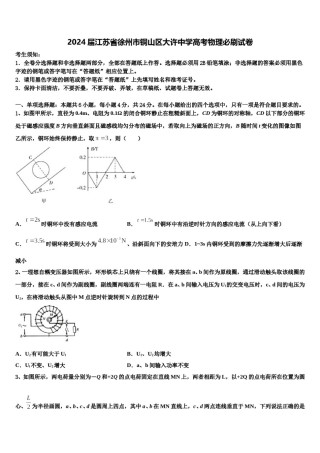2024届江苏省徐州市铜山区大许中学高考物理必刷试卷含解析.doc