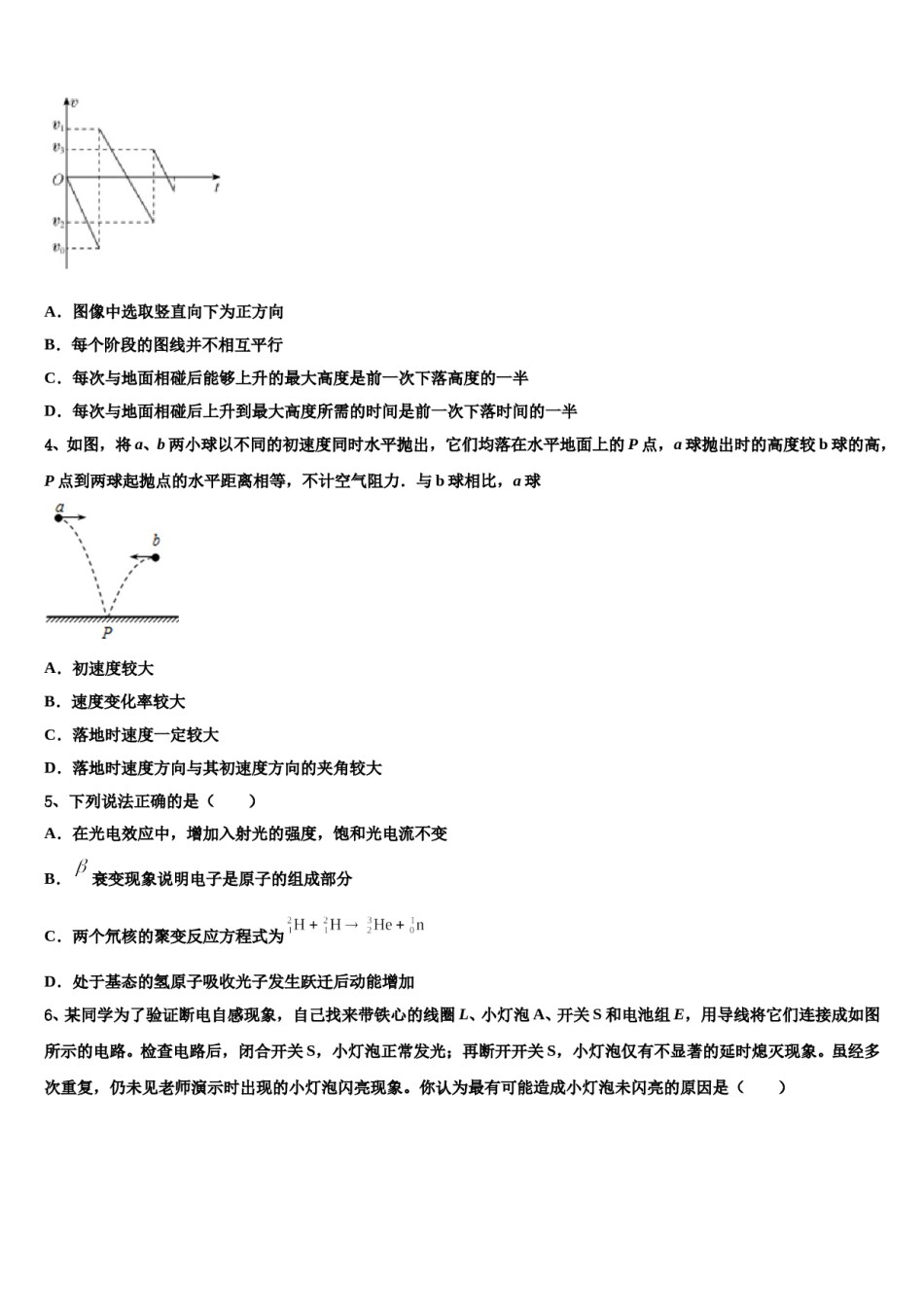 2024届江西师大附属中学高三第一次模拟考试物理试卷含解析.doc_第2页