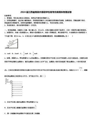 2024届江西省南昌外国语学校高考仿真模拟物理试卷含解析.doc