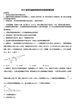 2024届河北省临西县高考仿真卷物理试卷含解析.doc
