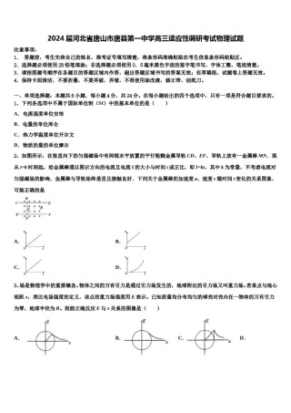2024届河北省唐山市唐县第一中学高三适应性调研考试物理试题含解析.doc