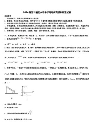2024届河北省衡水市中学高考仿真模拟物理试卷含解析.doc