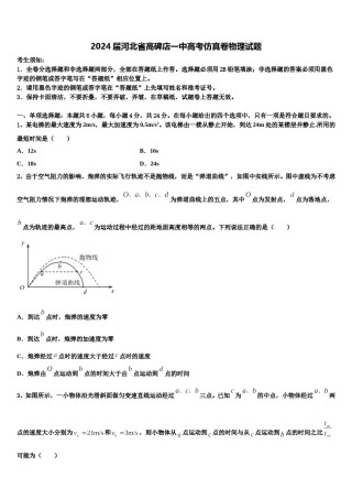 2024届河北省高碑店一中高考仿真卷物理试题含解析.doc