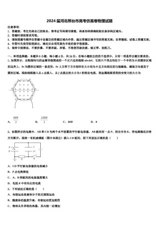 2024届河北邢台市高考仿真卷物理试题含解析.doc