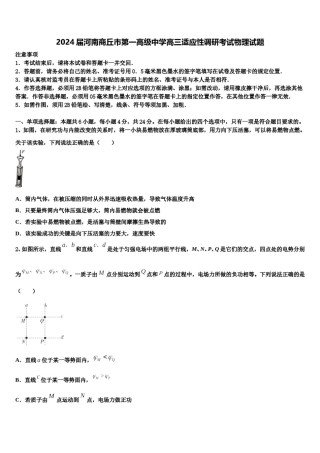 2024届河南商丘市第一高级中学高三适应性调研考试物理试题含解析.doc
