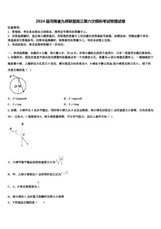 2024届河南省九师联盟高三第六次模拟考试物理试卷含解析.doc