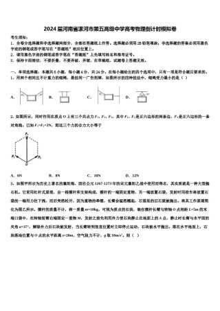2024届河南省漯河市第五高级中学高考物理倒计时模拟卷含解析.doc