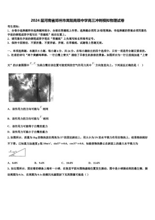 2024届河南省郑州市嵩阳高级中学高三冲刺模拟物理试卷含解析.doc