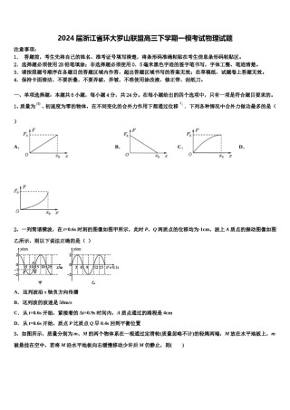 2024届浙江省环大罗山联盟高三下学期一模考试物理试题含解析.doc
