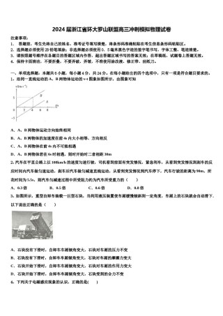 2024届浙江省环大罗山联盟高三冲刺模拟物理试卷含解析.doc