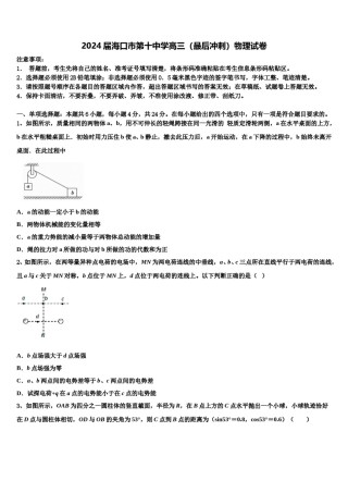 2024届海口市第十中学高三（最后冲刺）物理试卷含解析.doc
