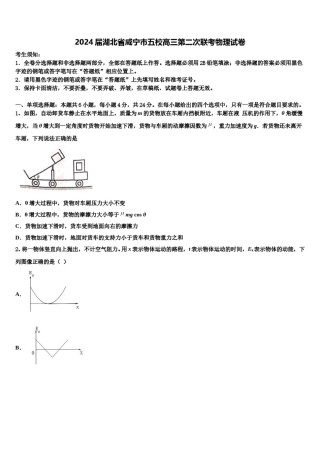 2024届湖北省咸宁市五校高三第二次联考物理试卷含解析.doc