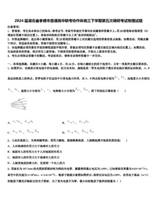 2024届湖北省孝感市普通高中联考协作体高三下学期第五次调研考试物理试题含解析.doc
