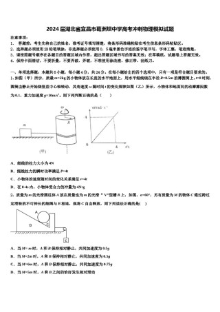 2024届湖北省宜昌市葛洲坝中学高考冲刺物理模拟试题含解析.doc