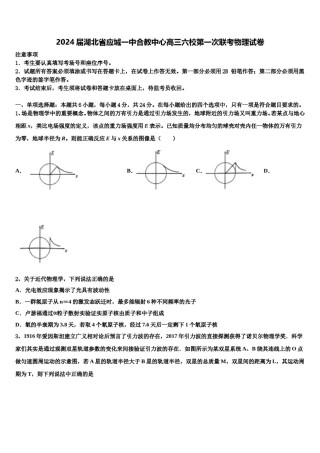2024届湖北省应城一中合教中心高三六校第一次联考物理试卷含解析.doc