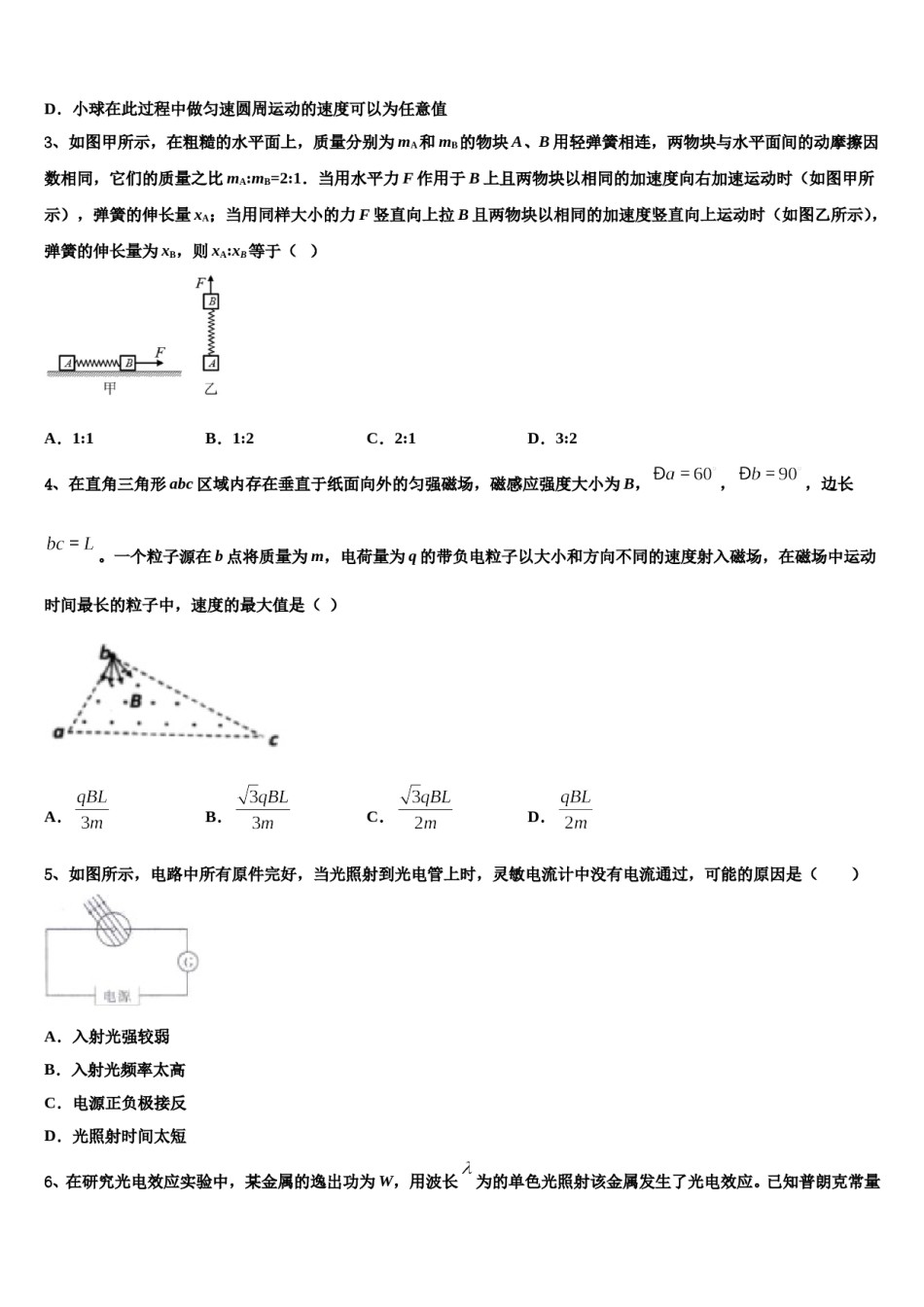 2024届湖北省枣阳市白水高级中学高三最后一模物理试题含解析.doc_第2页