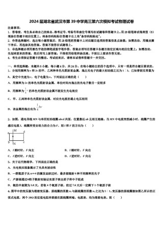 2024届湖北省武汉市第39中学高三第六次模拟考试物理试卷含解析.doc