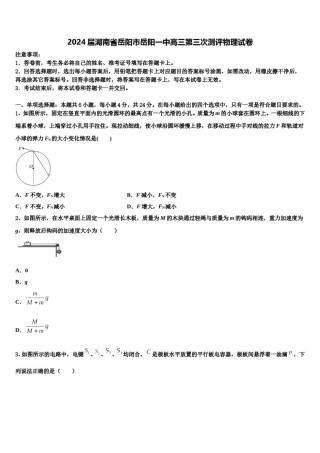 2024届湖南省岳阳市岳阳一中高三第三次测评物理试卷含解析.doc