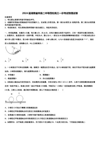 2024届湖南省攸县二中等四校高三一诊考试物理试卷含解析.doc