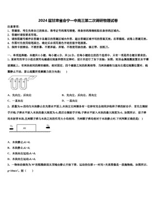 2024届甘肃省会宁一中高三第二次调研物理试卷含解析.doc