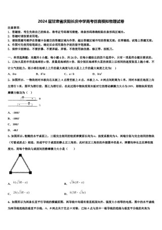 2024届甘肃省庆阳长庆中学高考仿真模拟物理试卷含解析.doc
