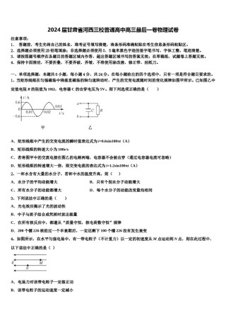2024届甘肃省河西三校普通高中高三最后一卷物理试卷含解析.doc