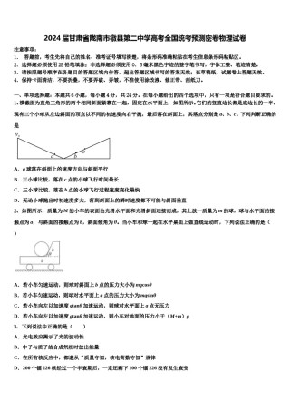 2024届甘肃省陇南市徽县第二中学高考全国统考预测密卷物理试卷含解析.doc