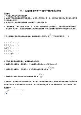 2024届福建省永安市一中高考冲刺物理模拟试题含解析.doc