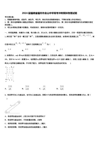 2024届福建省福州市金山中学高考冲刺模拟物理试题含解析.doc