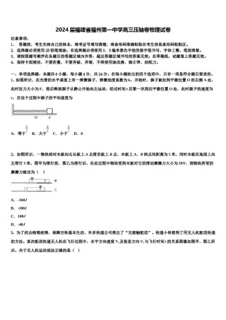 2024届福建省福州第一中学高三压轴卷物理试卷含解析.doc