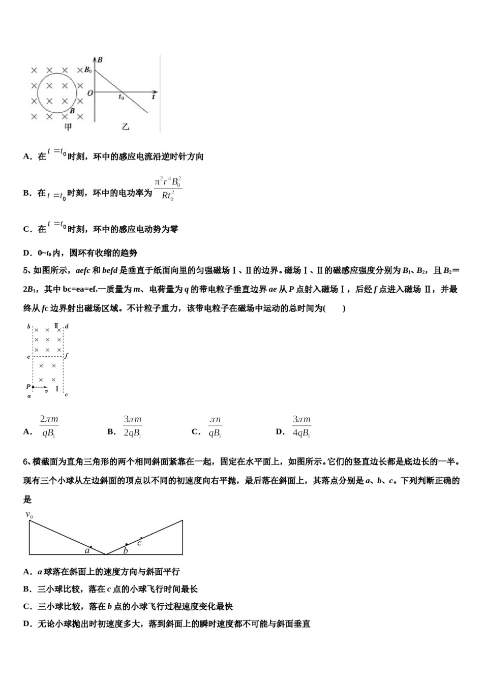 2024届福建省莆田一中等中学高三六校第一次联考物理试卷含解析.doc_第2页