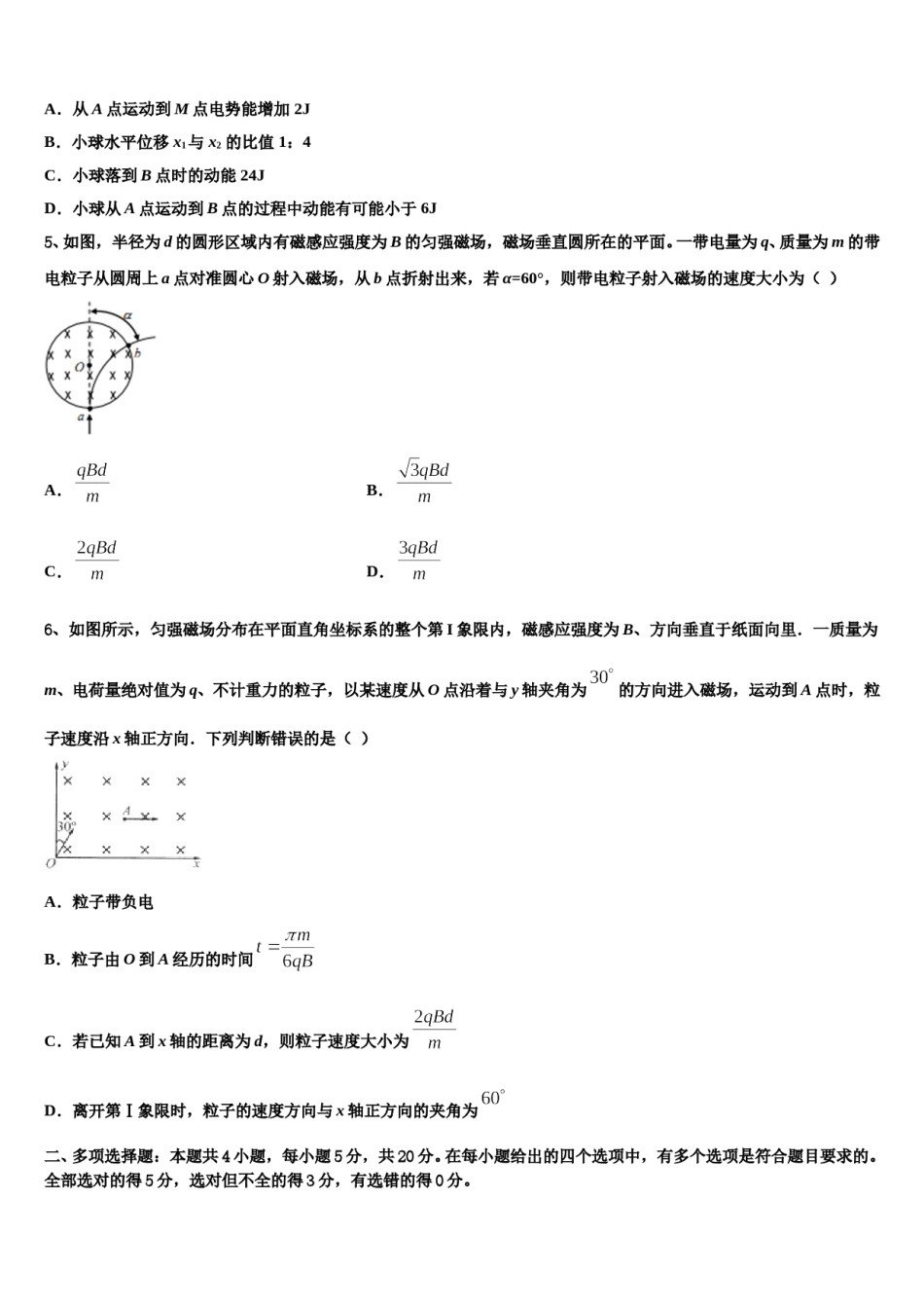 2024届福建省莆田市第一中学高考临考冲刺物理试卷含解析.doc_第2页