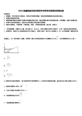 2024届福建省龙海市程溪中学高考仿真模拟物理试卷含解析.doc