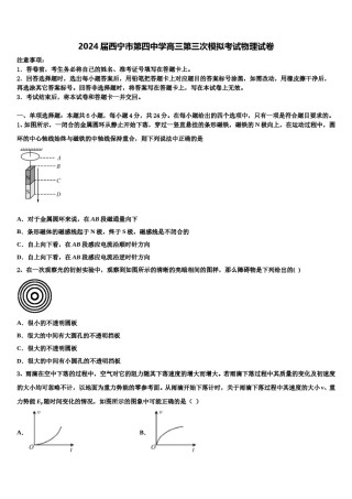 2024届西宁市第四中学高三第三次模拟考试物理试卷含解析.doc