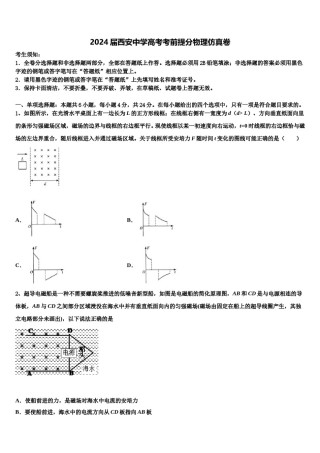 2024届西安中学高考考前提分物理仿真卷含解析.doc