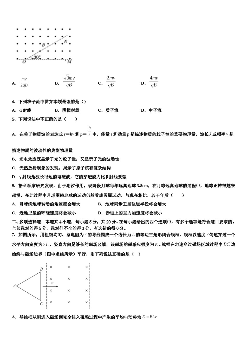 2024届贵州省平坝县新启航教育高考仿真卷物理试题含解析.doc_第2页