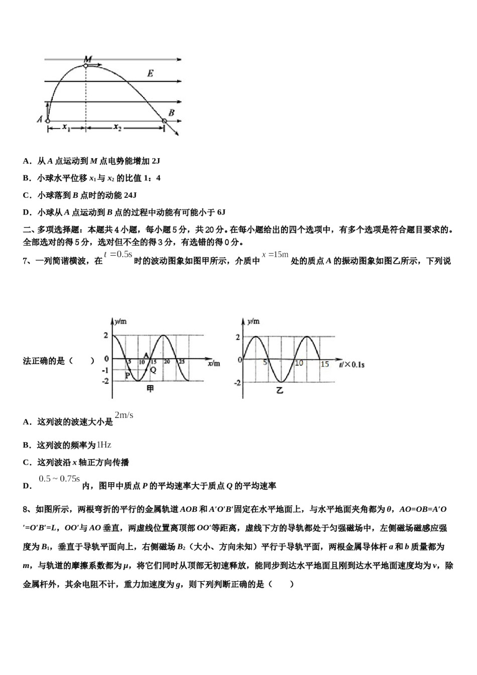 2024届辽宁省大连市普兰店市第六中学高三下学期第一次联考物理试卷含解析.doc_第3页