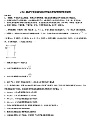 2024届辽宁省朝阳市重点中学高考临考冲刺物理试卷含解析.doc