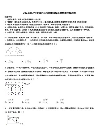 2024届辽宁省葫芦岛市高中名校高考物理二模试卷含解析.doc