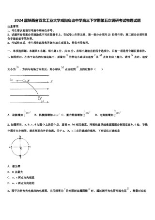 2024届陕西省西北工业大学咸阳启迪中学高三下学期第五次调研考试物理试题含解析.doc