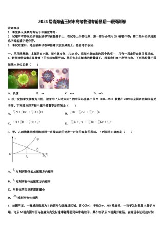 2024届青海省玉树市高考物理考前最后一卷预测卷含解析.doc