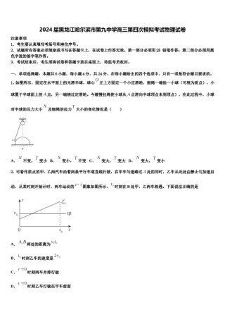 2024届黑龙江哈尔滨市第九中学高三第四次模拟考试物理试卷含解析.doc