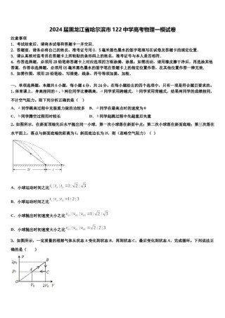 2024届黑龙江省哈尔滨市122中学高考物理一模试卷含解析.doc