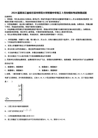 2024届黑龙江省哈尔滨市师范大学附属中学高三3月份模拟考试物理试题含解析.doc