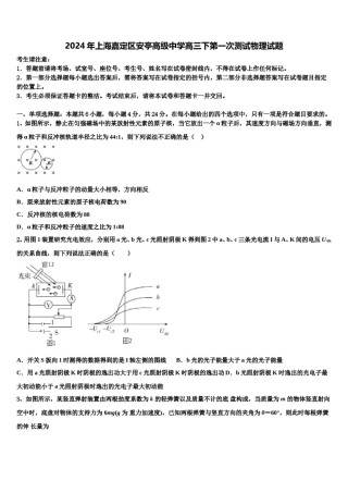 2024年上海嘉定区安亭高级中学高三下第一次测试物理试题含解析.doc