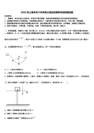 2024年上海市市八中学高三适应性调研考试物理试题含解析.doc
