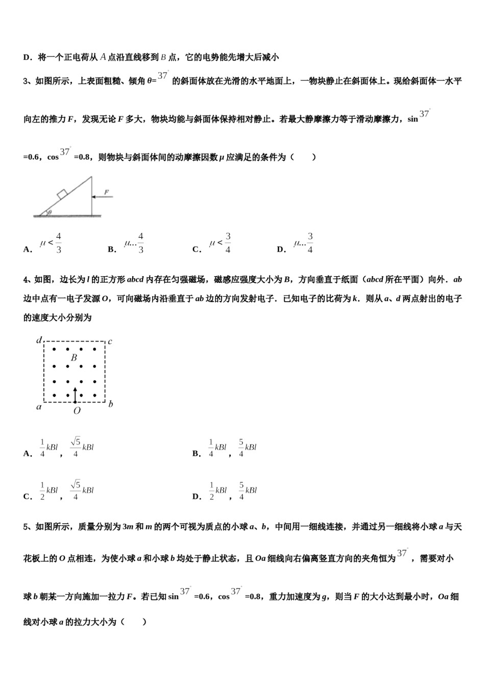 2024年上海市徐汇区上海师大附中高三下学期联合考试物理试题含解析.doc_第2页