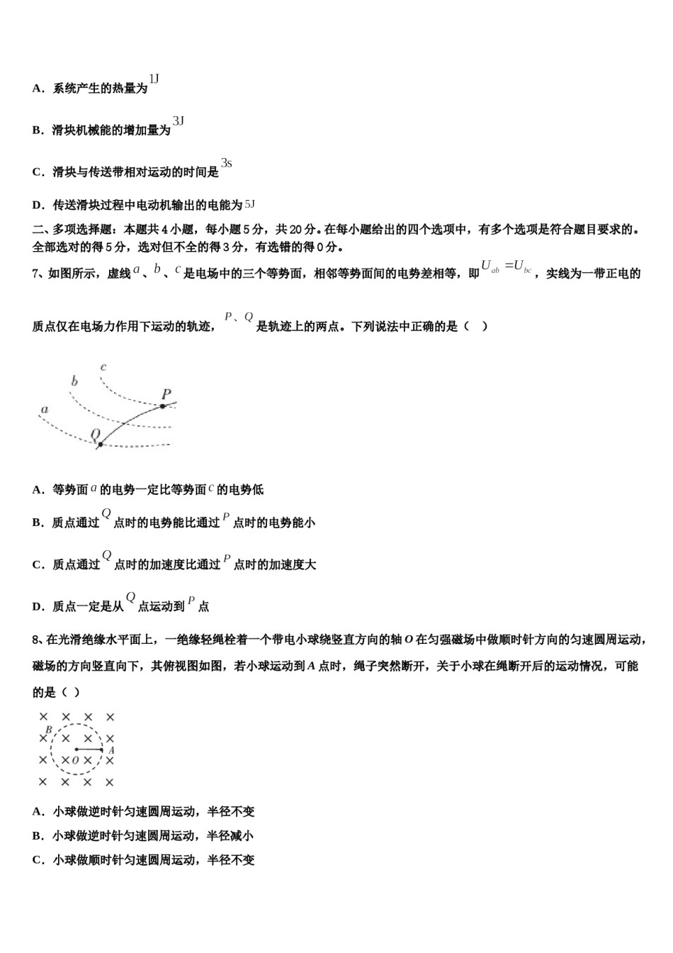 2024年上海市晋元高中高三第二次诊断性检测物理试卷含解析.doc_第3页
