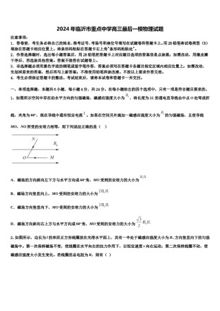2024年临沂市重点中学高三最后一模物理试题含解析.doc