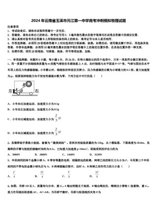 2024年云南省玉溪市元江第一中学高考冲刺模拟物理试题含解析.doc